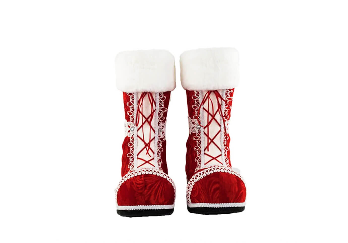 Botas de Santa Terciopelo Rojo y Blanco – 38 cm - Simone