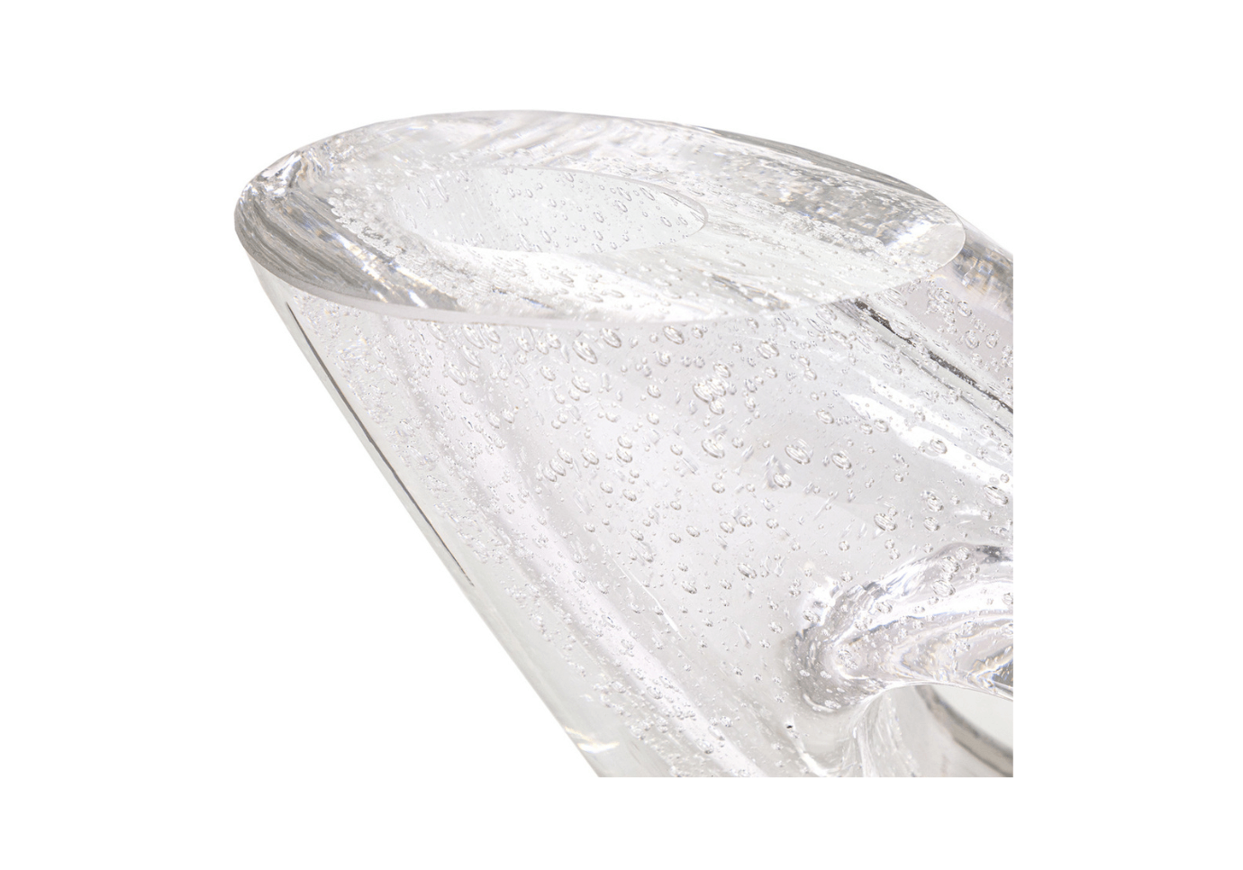 Florero de Cristal Transparente Inclinado con Burbujas