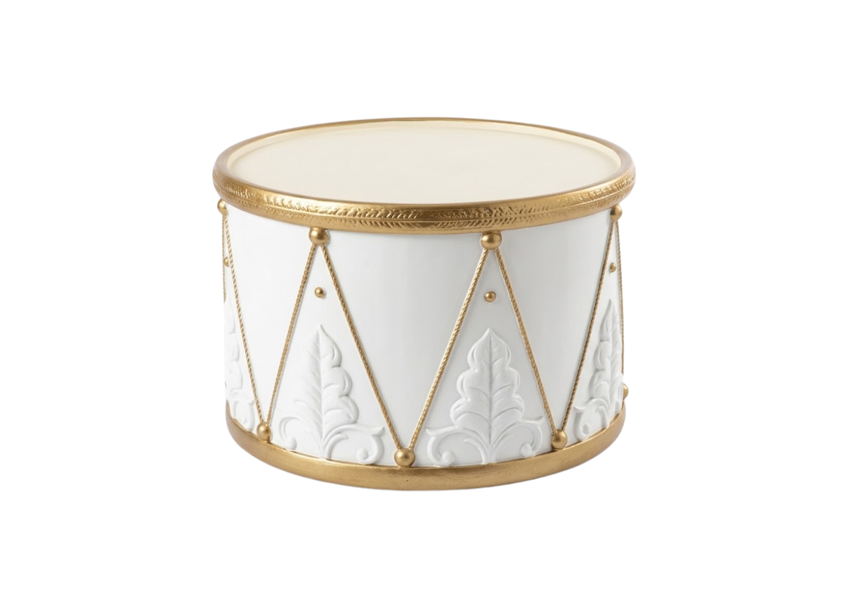 Tambor de Resina Blanco con Dorado Grande