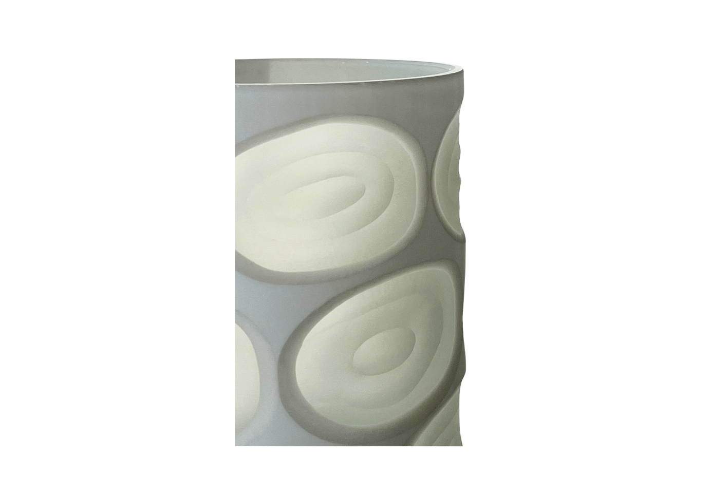 Florero Vidrio Cilindro con Patrón Gotas Blanco