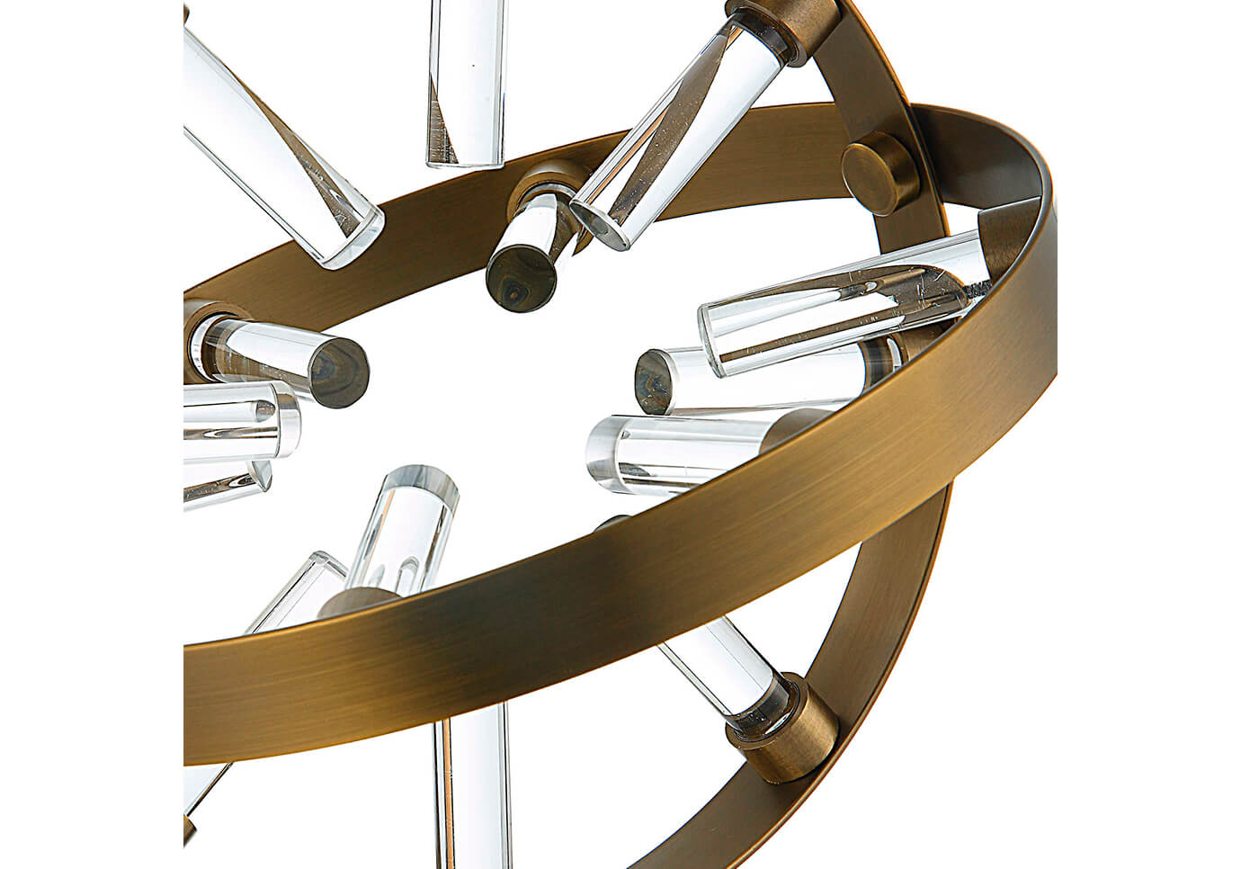 Escultura "Órbita" de Metal Dorado con Base de Mármol Negro