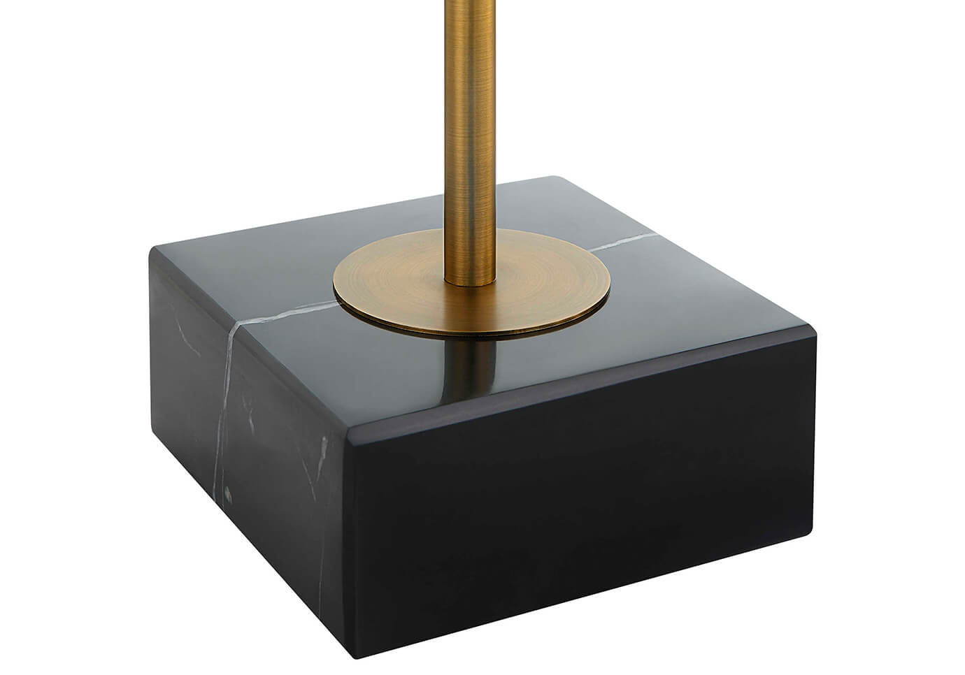 Escultura "Órbita" de Metal Dorado con Base de Mármol Negro