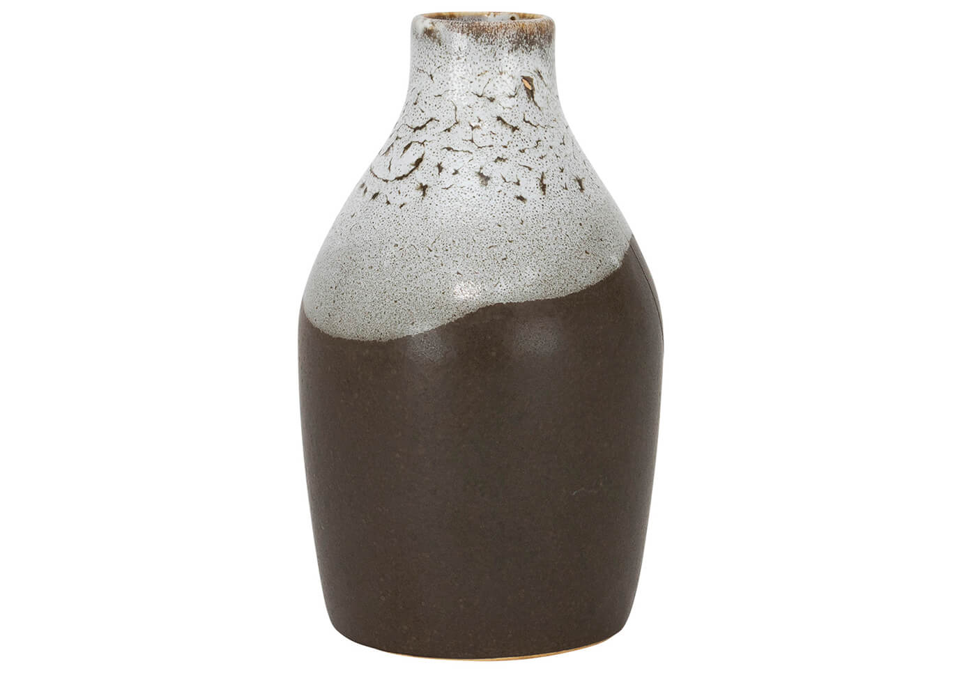 Florero Cerámica Marrón Cuello Gris