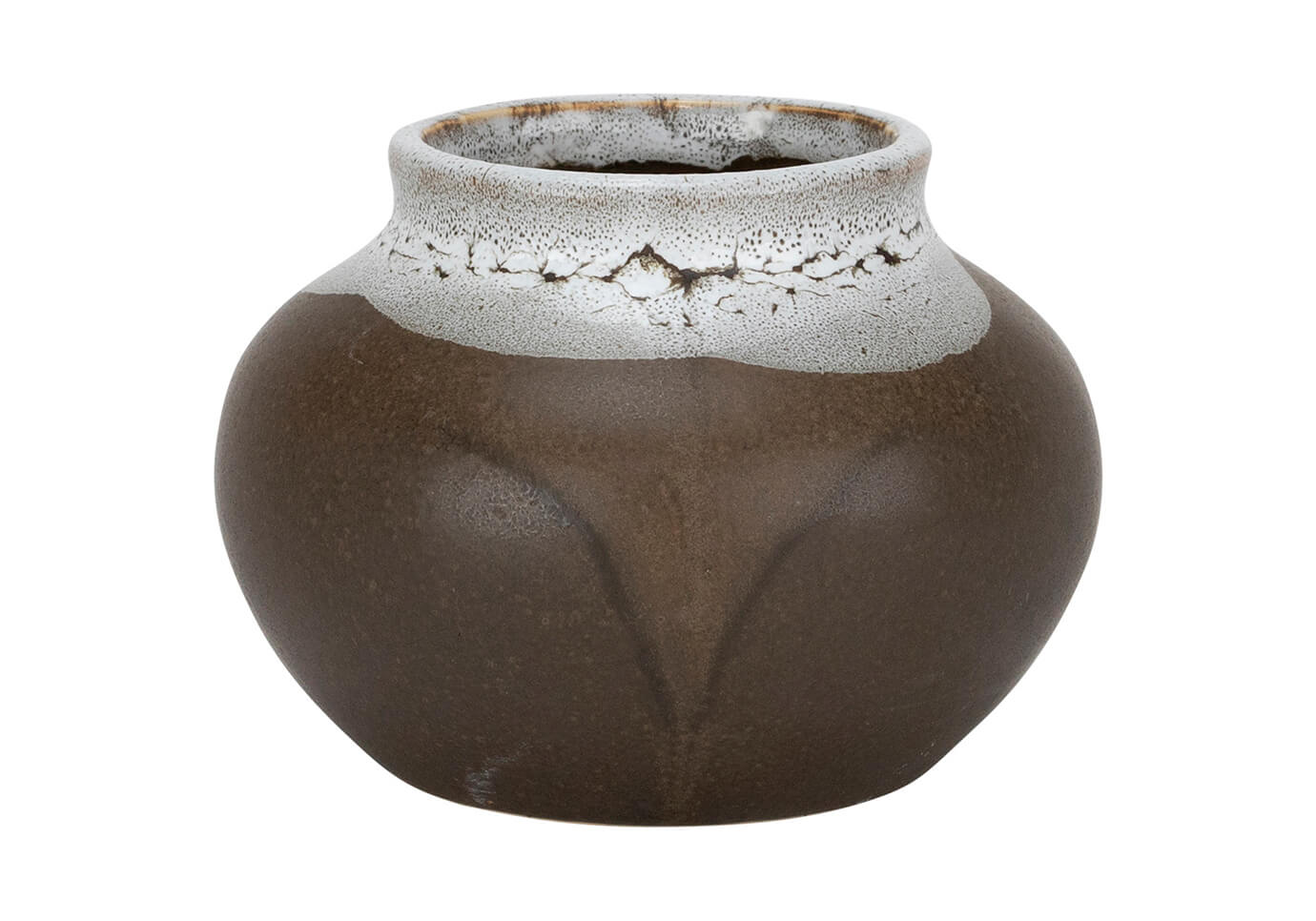 Florero Cerámica Marrón Cuello Gris