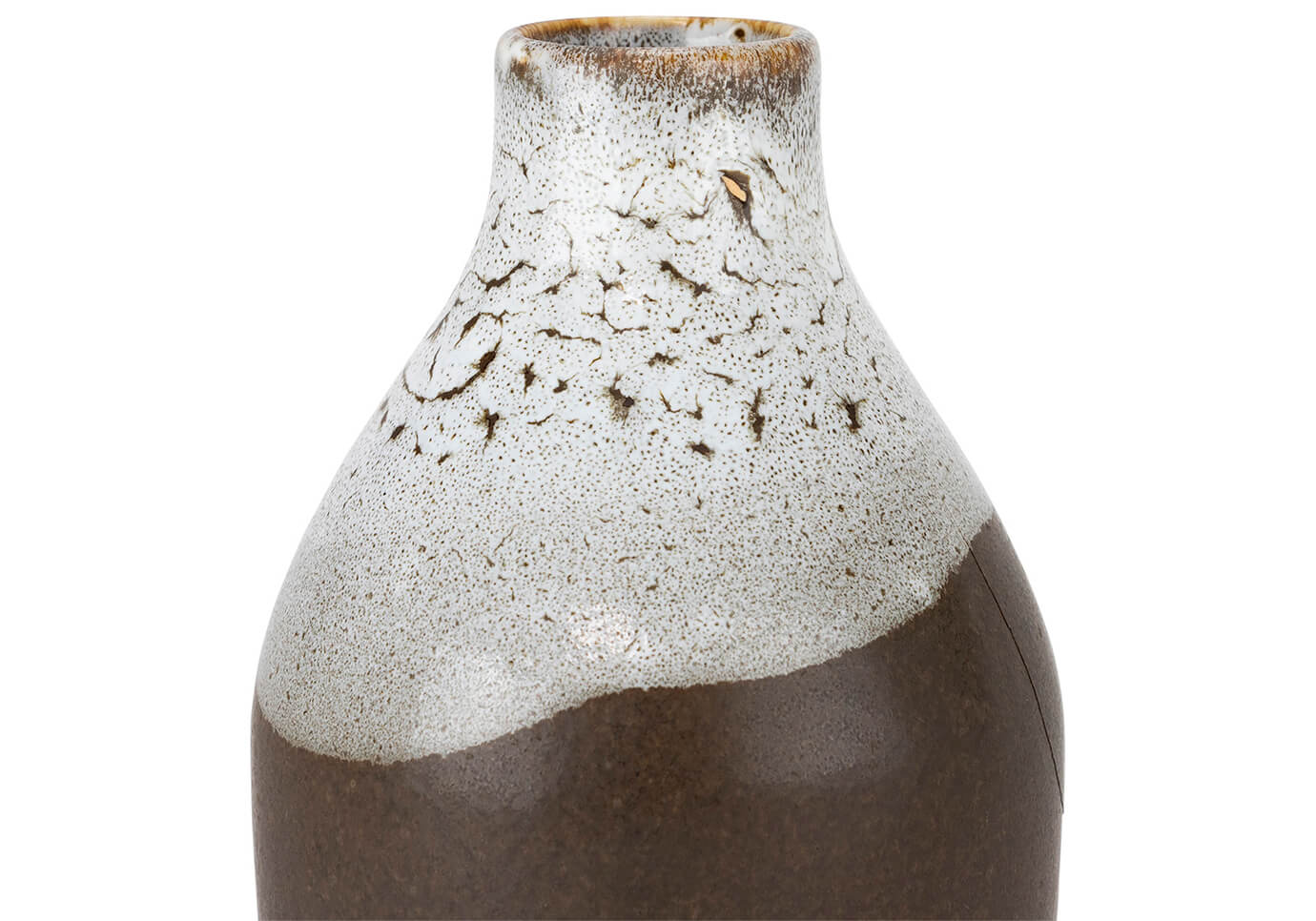 Florero Cerámica Marrón Cuello Gris