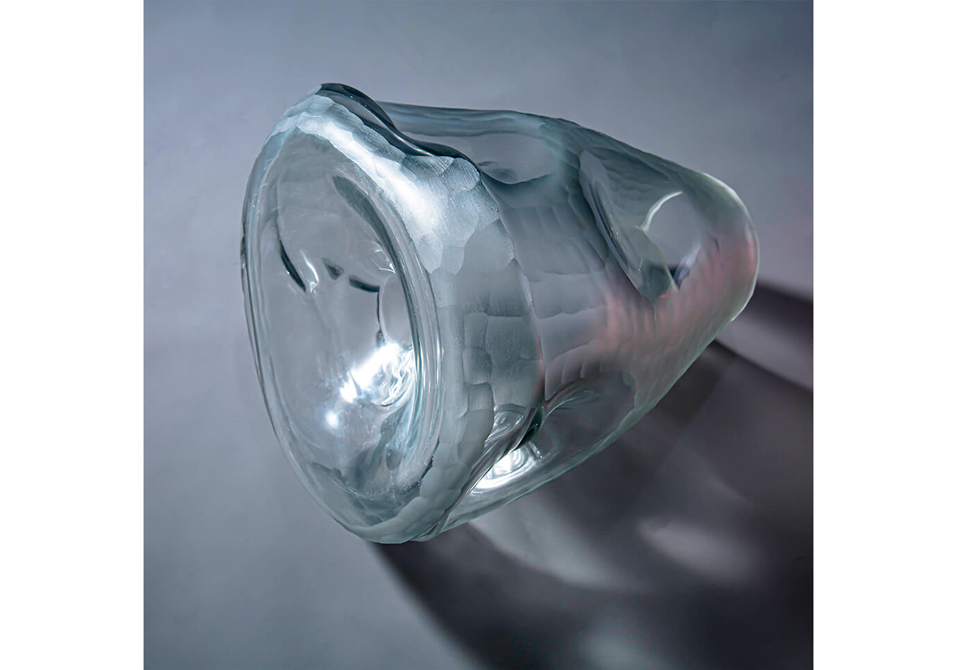 Florero Vidrio Abollado Humo Grande