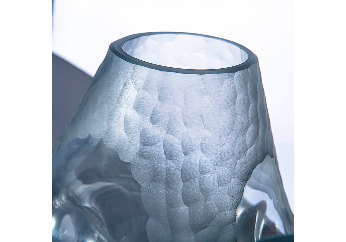 Florero Vidrio Abollado Humo Grande