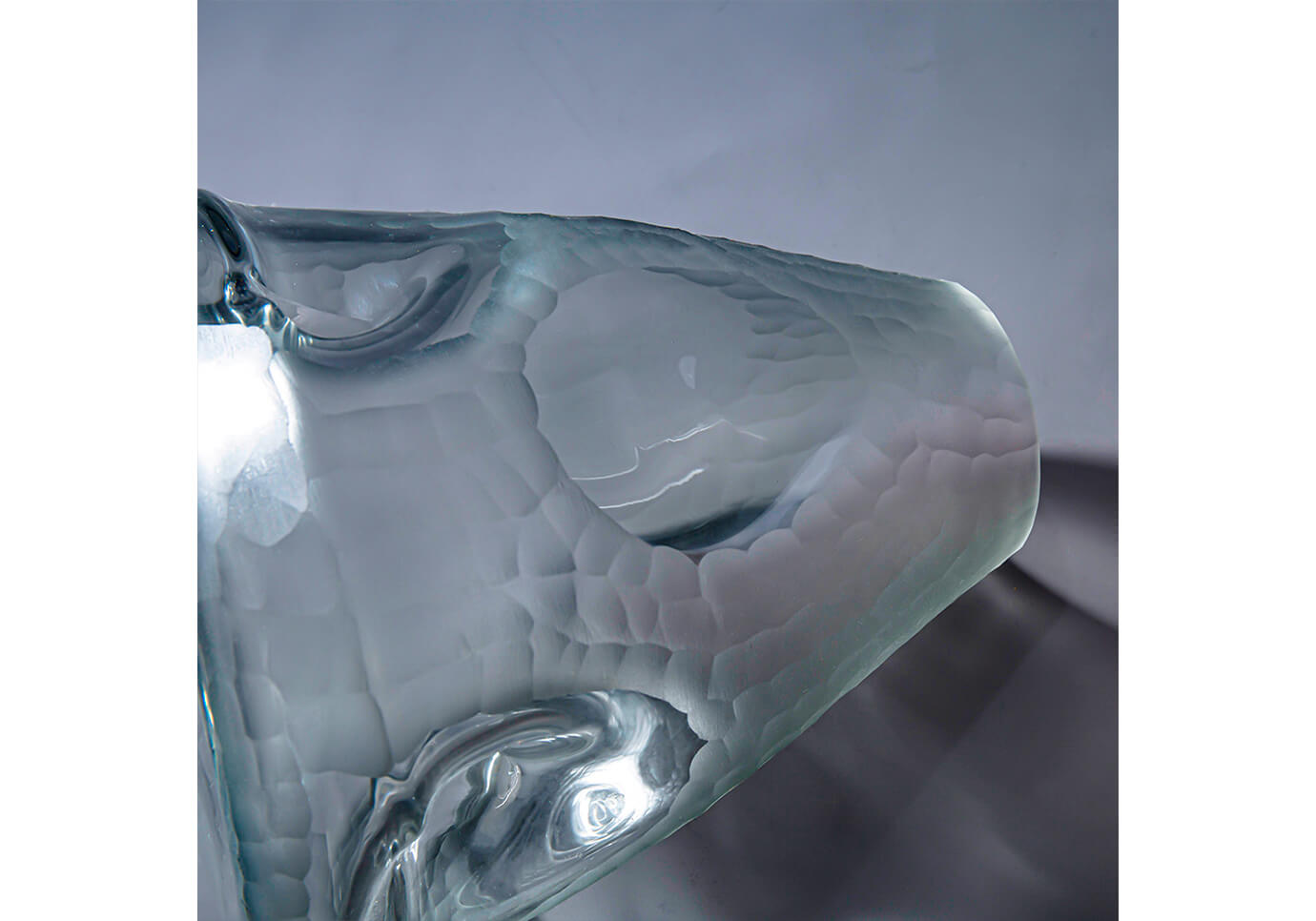 Florero Vidrio Abollado Humo Grande