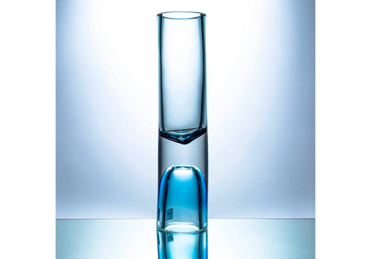 Florero Cristal Cilindro Fondo Azul Grande