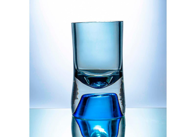 Florero Cristal Cilindro Fondo Azul Chico