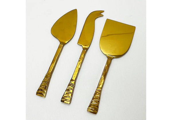 Cuchillos de Metal Dorado para Quesos - Set de Tres