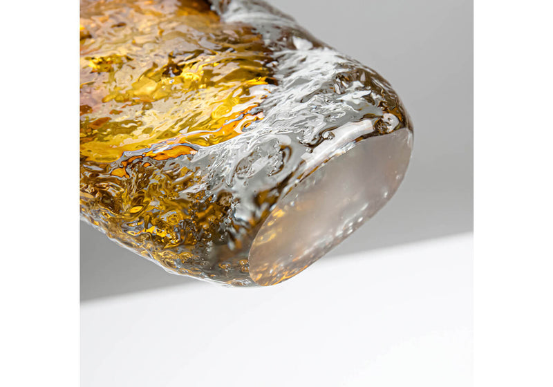 Florero Cristal Interior Anaranjado Textura Grande