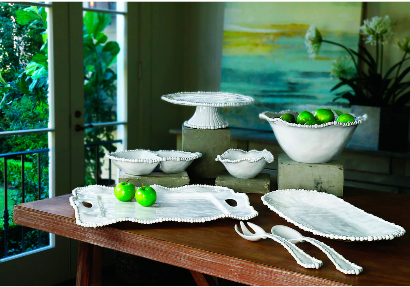 Plato Ovalado Melamina Blanco Borde Perlado - Grande