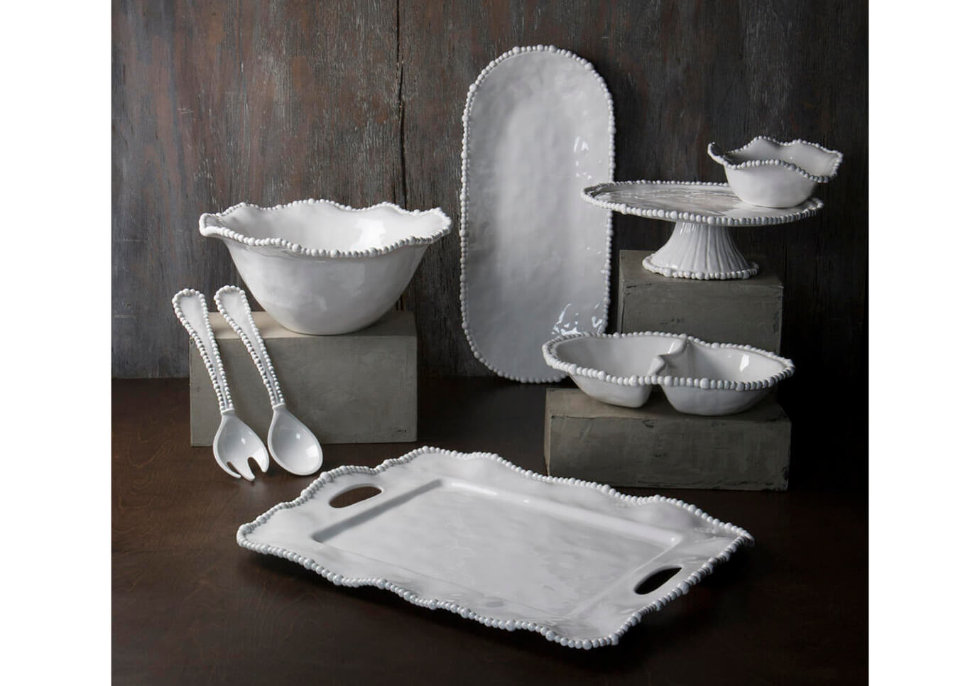 Plato Ovalado Melamina Blanco Borde Perlado - Grande