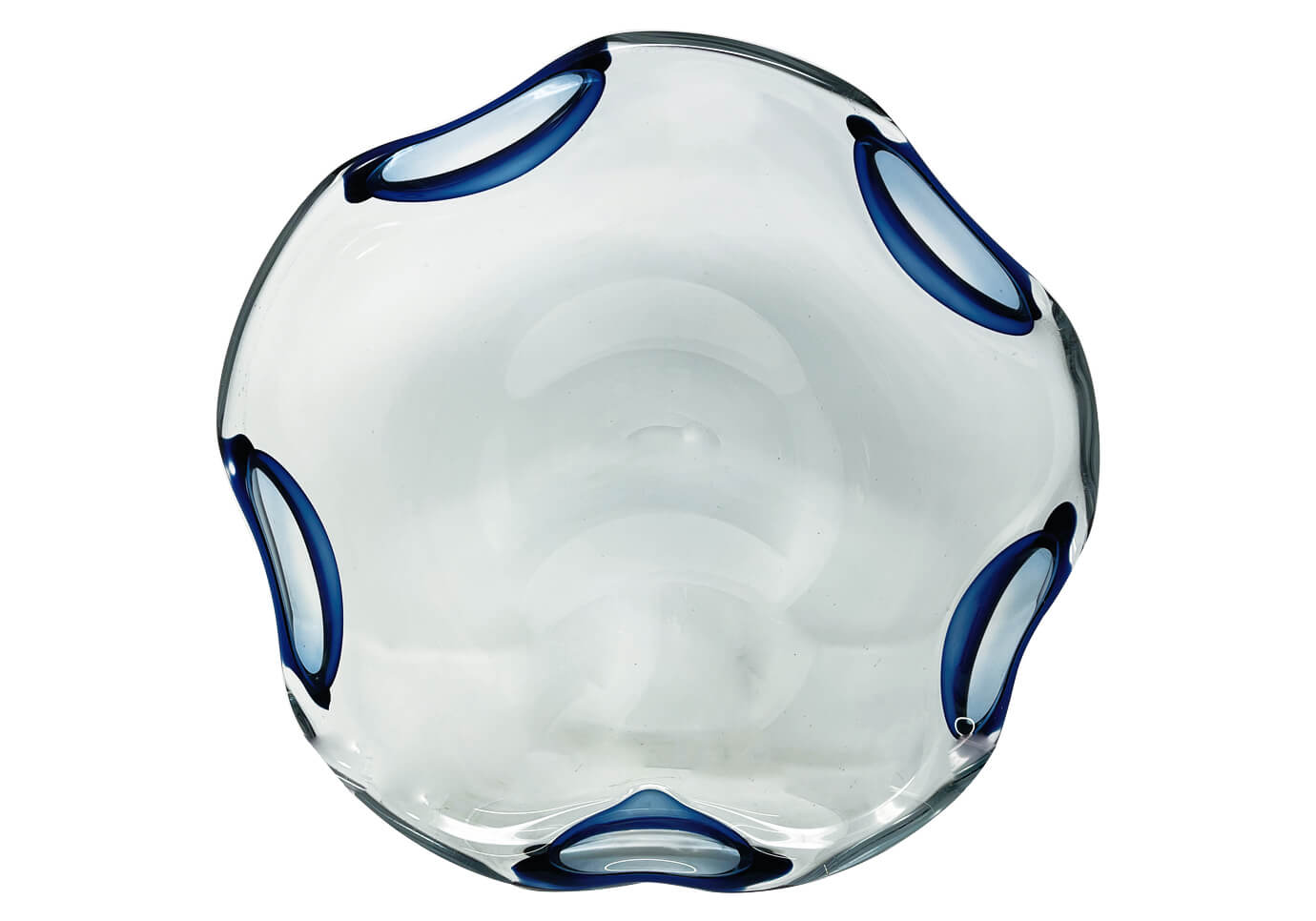 Centro de Cristal Transparente y Huecos Azul