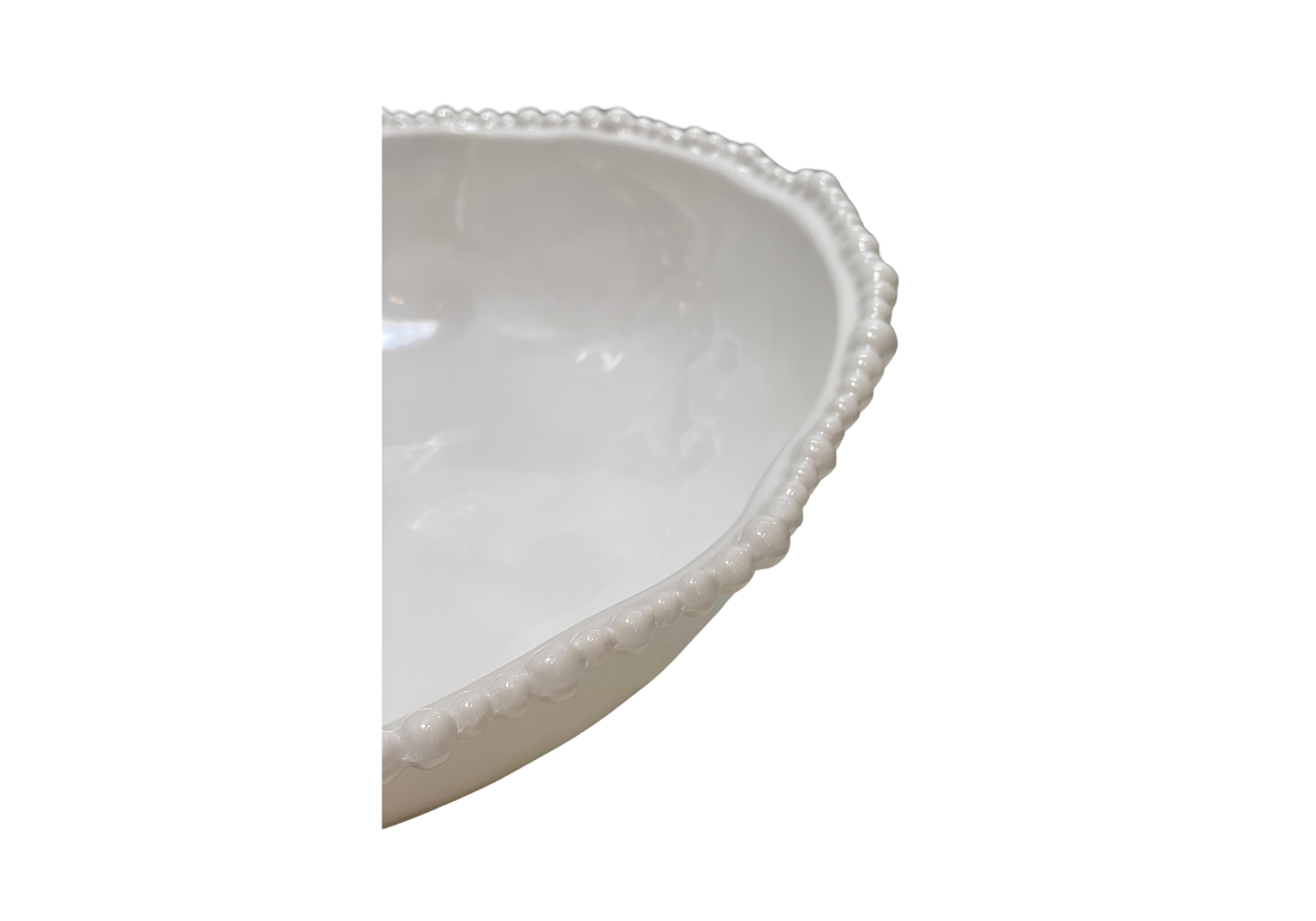 Ensaladera Redonda de Melamina Blanco Borde Perlado