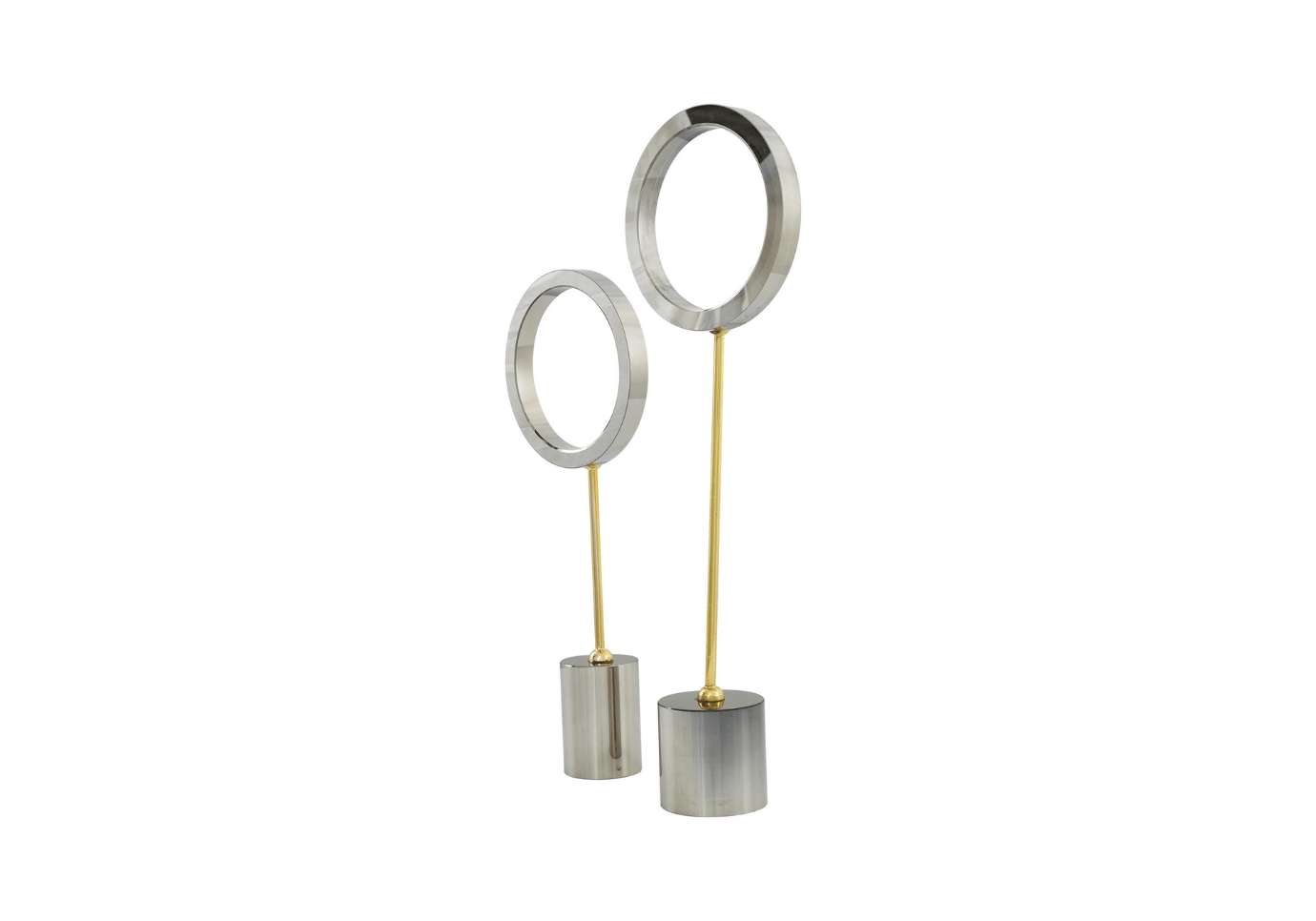 Escultura Aro de Espejo en Base Cilindro de Cristal