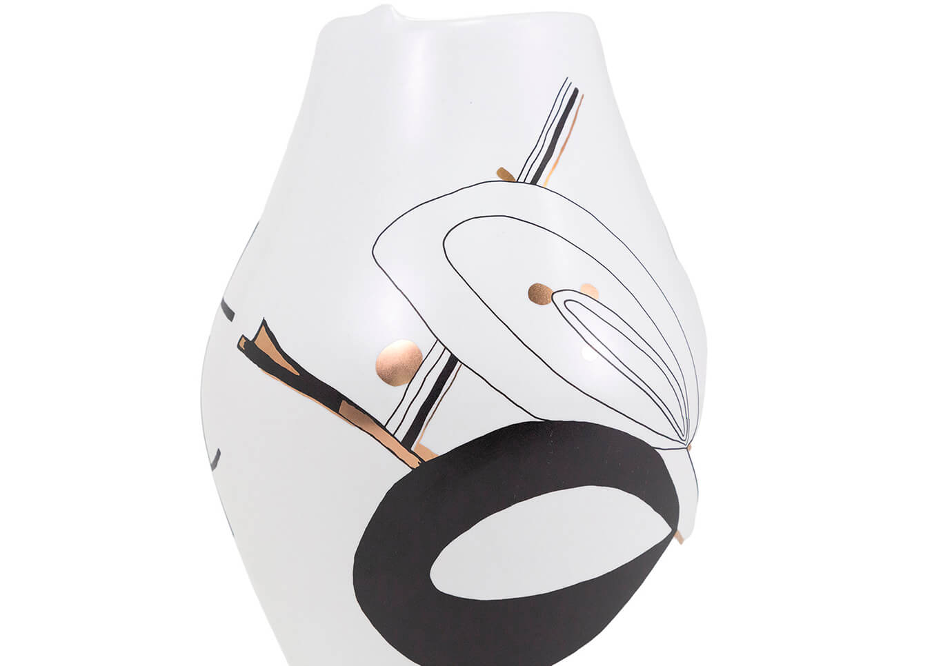 Florero Cerámica Blanco Garabatos Chico