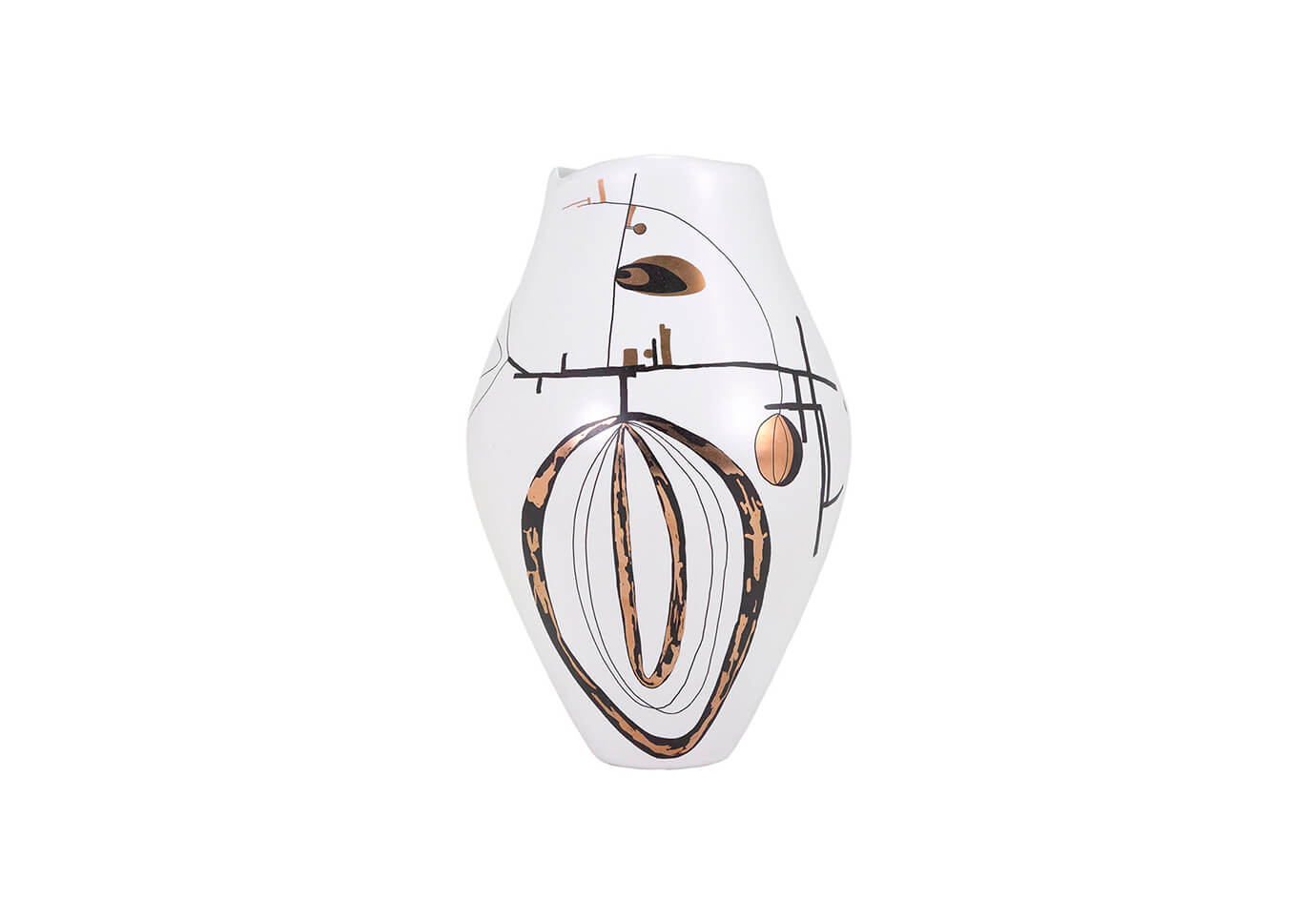 Florero Cerámica Blanco Garabatos Chico