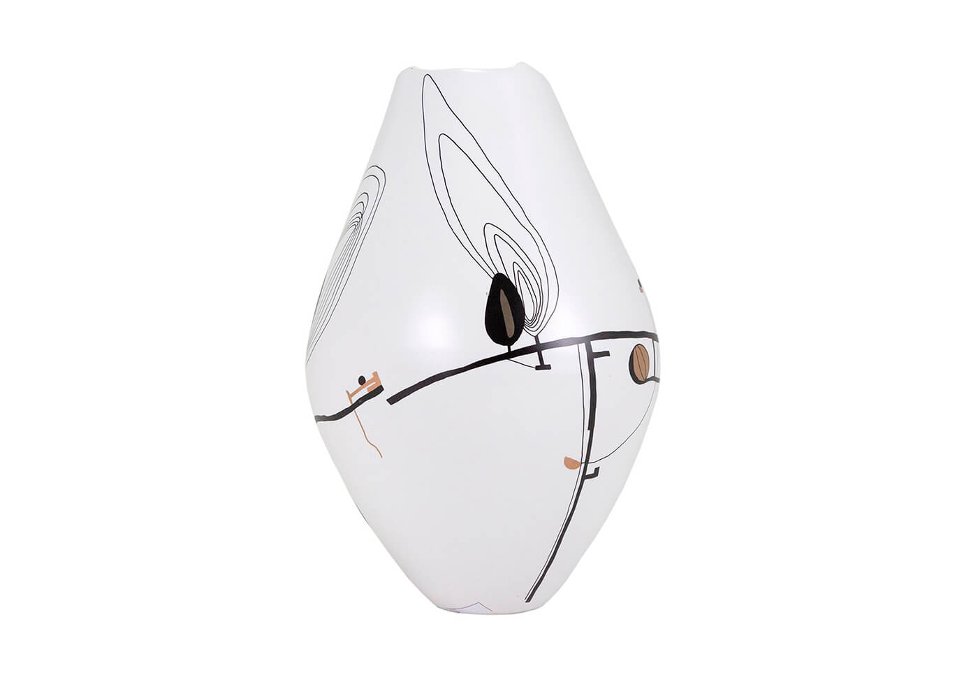 Florero Cerámica Blanco Garabatos Grande