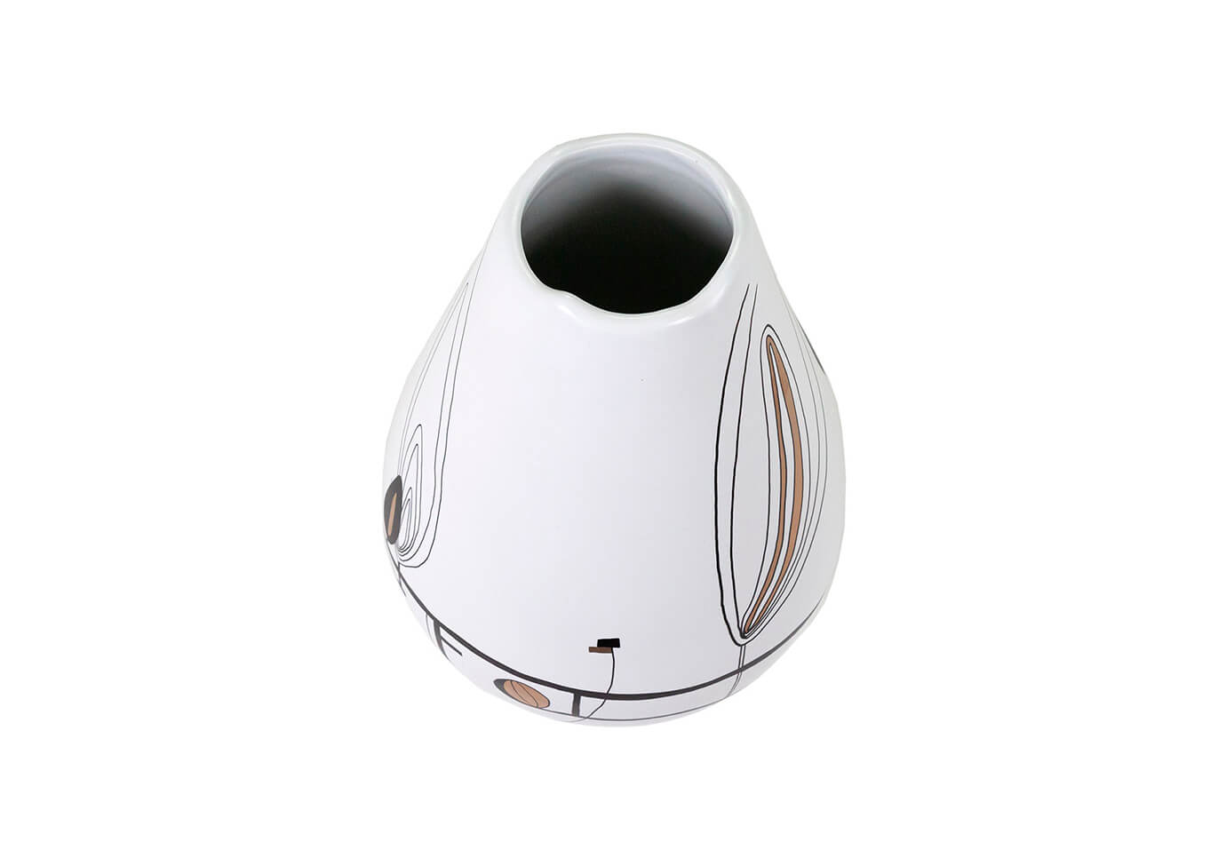 Florero Cerámica Blanco Garabatos Grande