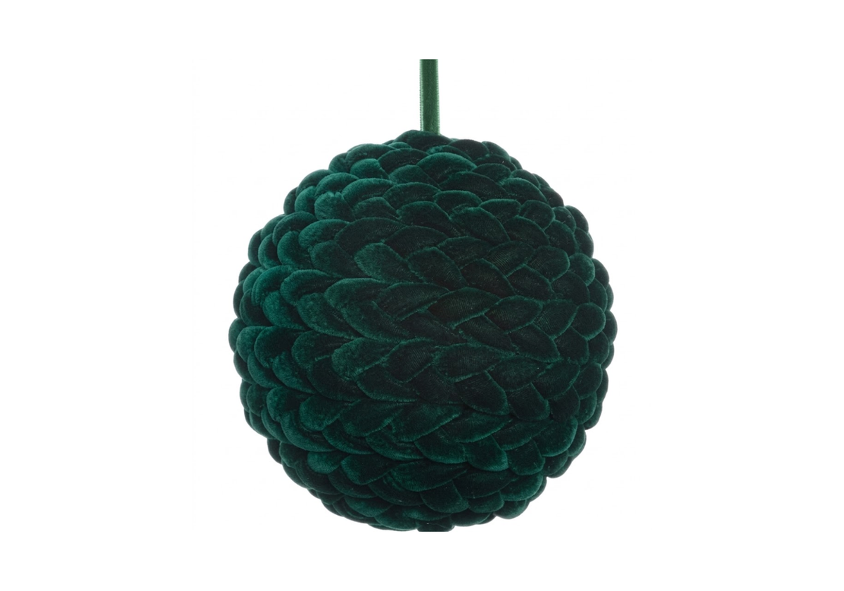 Esfera Trenzada de Terciopelo en Verde