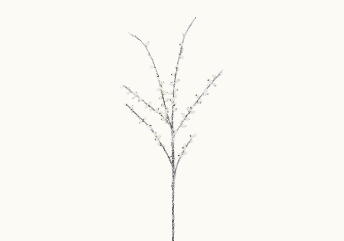 Rama de Berry Blanca con Hielo 86 cm