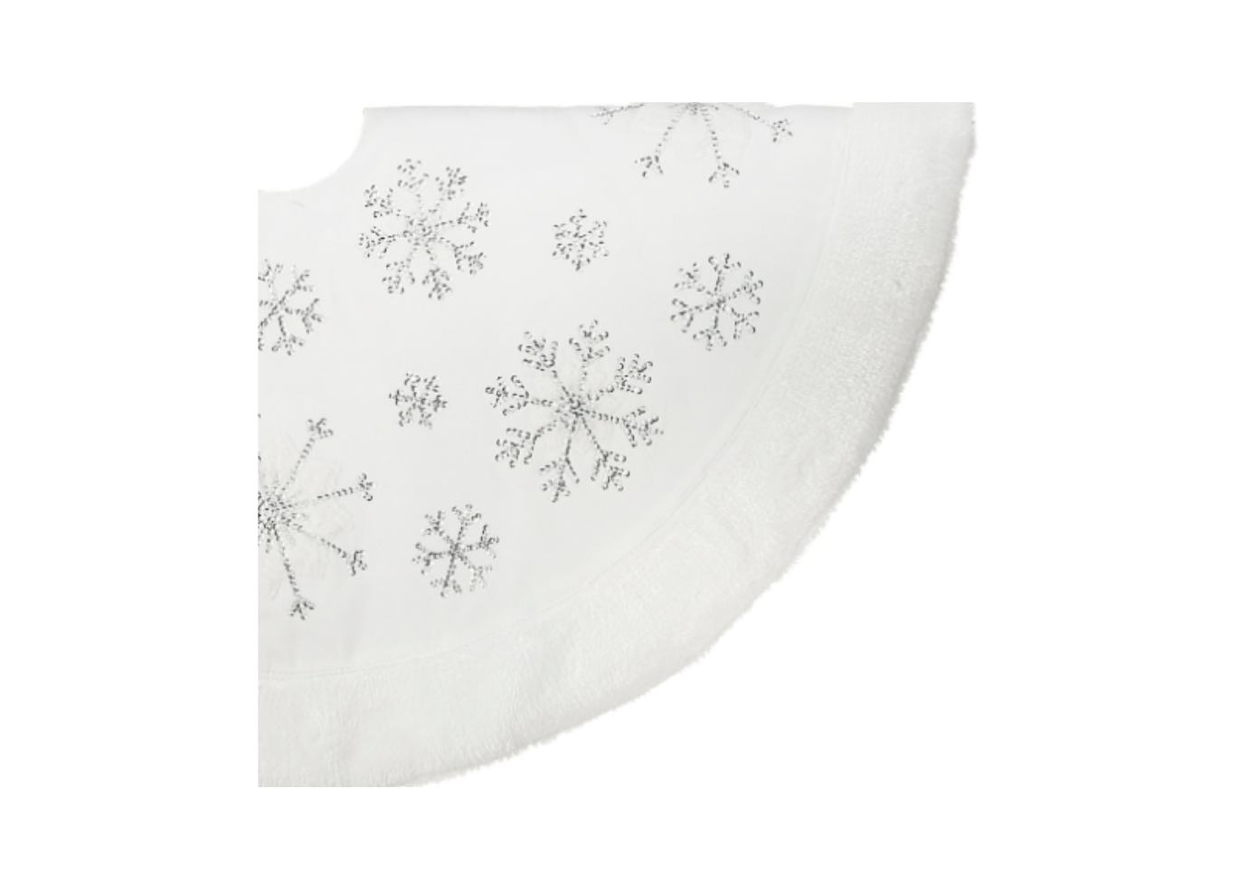 Pie de Pino Mini Blanco Terciopelo con Copos de Nieve