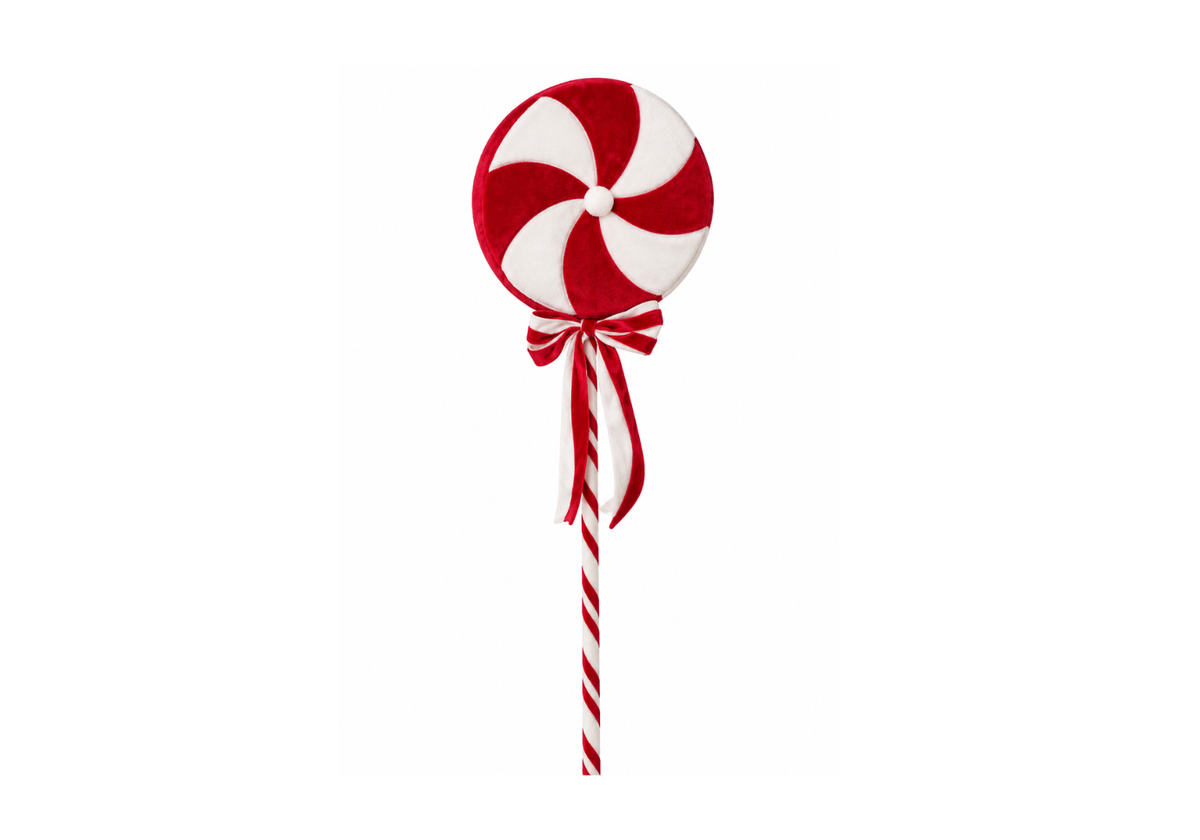 Paleta de Caramelo de Terciopelo en Rojo y Blanco