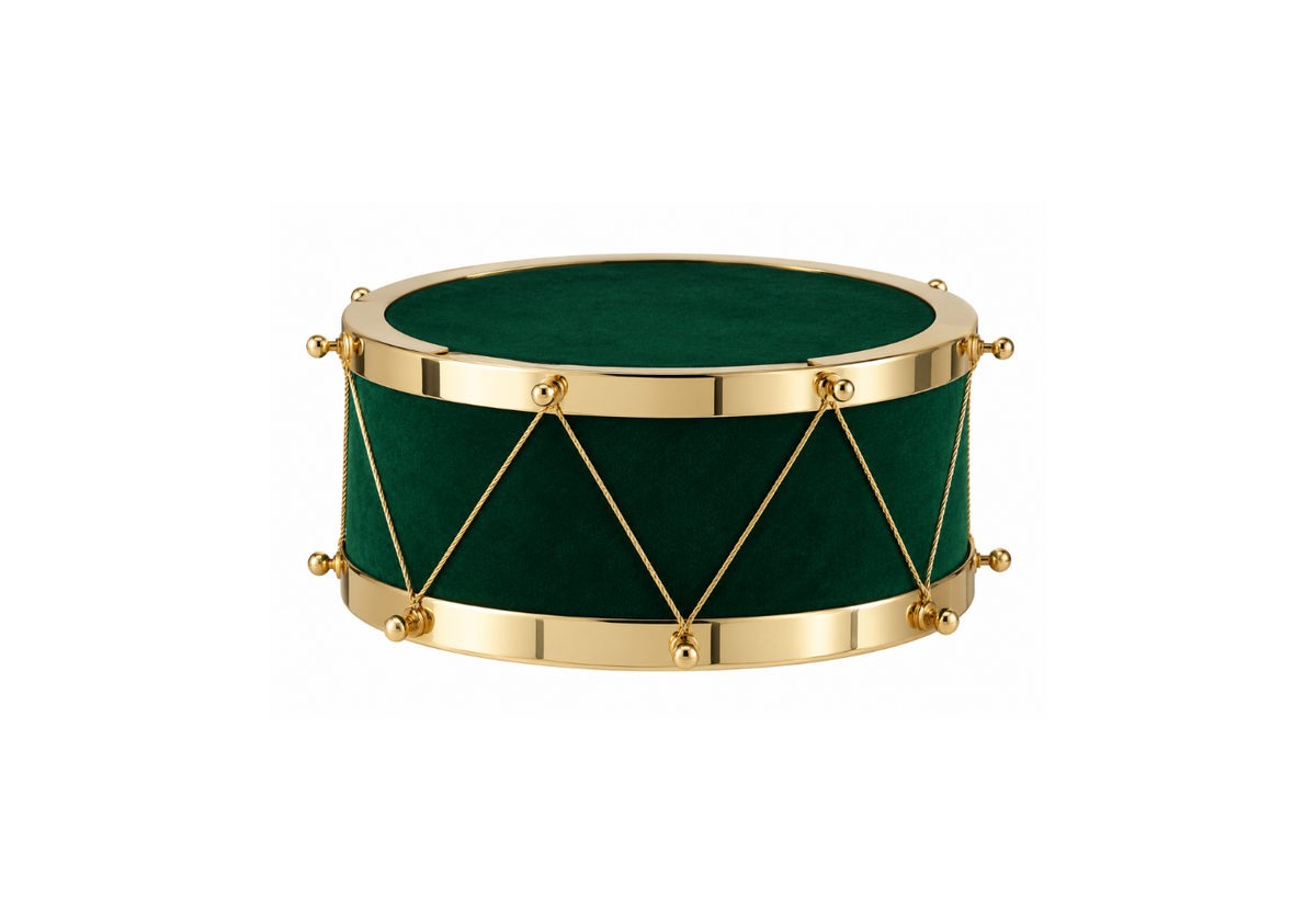 Tambor de Terciopelo en Verde con Dorado