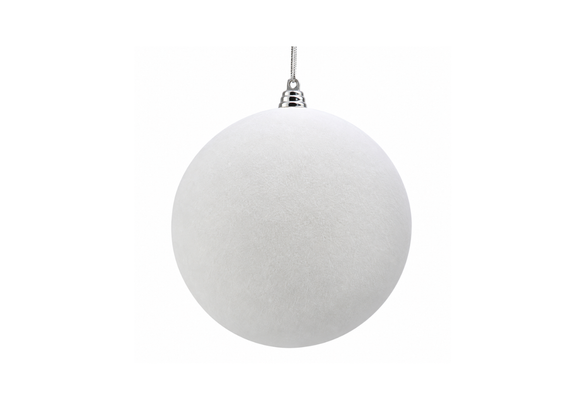 Esfera de Terciopelo Blanca 15 cm