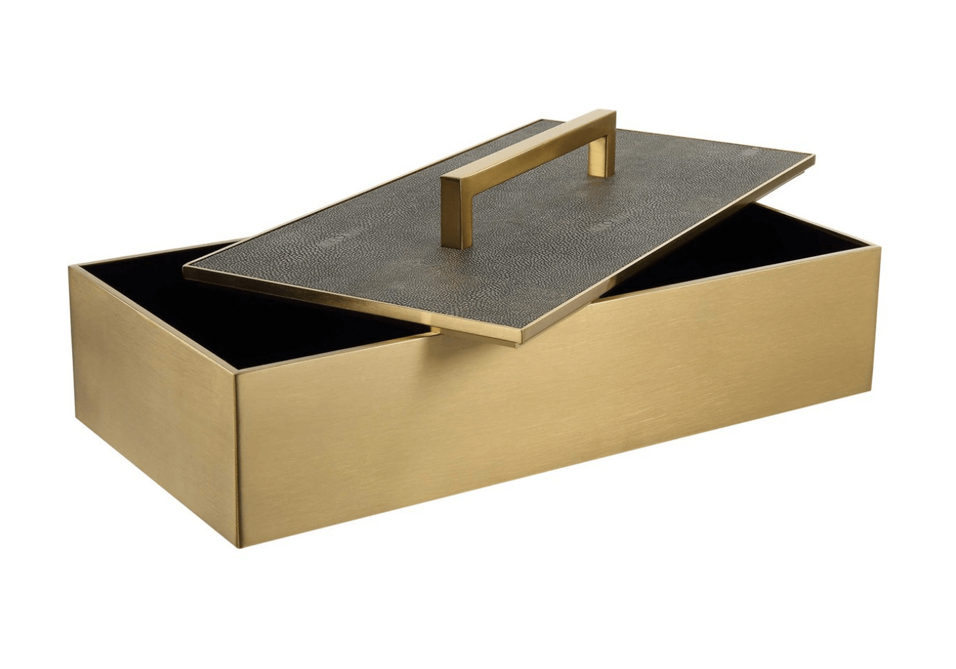 Caja Decorativa con Acabado en Latón y Tapa Gris
