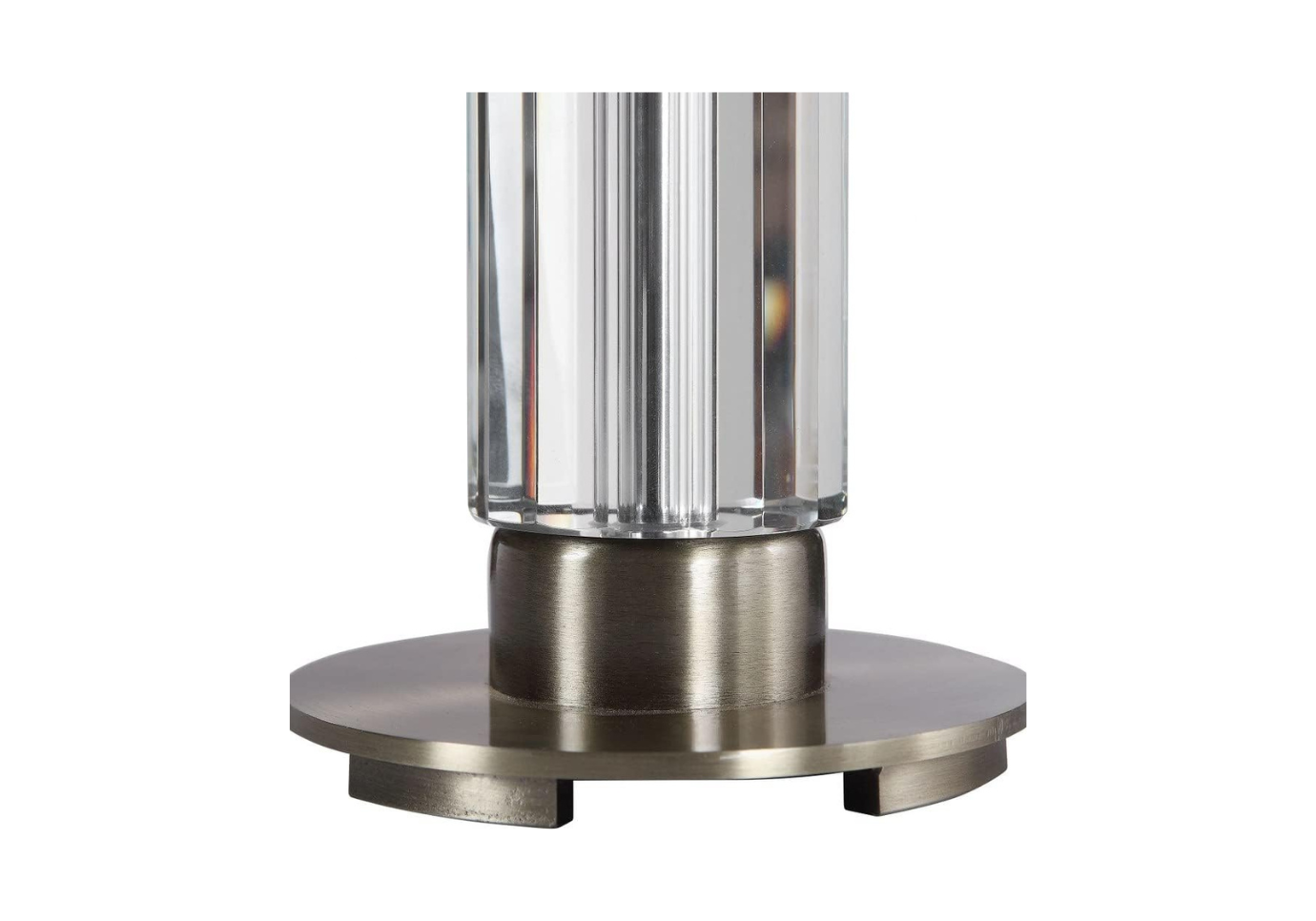 Lámpara de Cristal Redonda Lisa con Detalles en Metal Dorado, Moderna Lámpara de Mesa