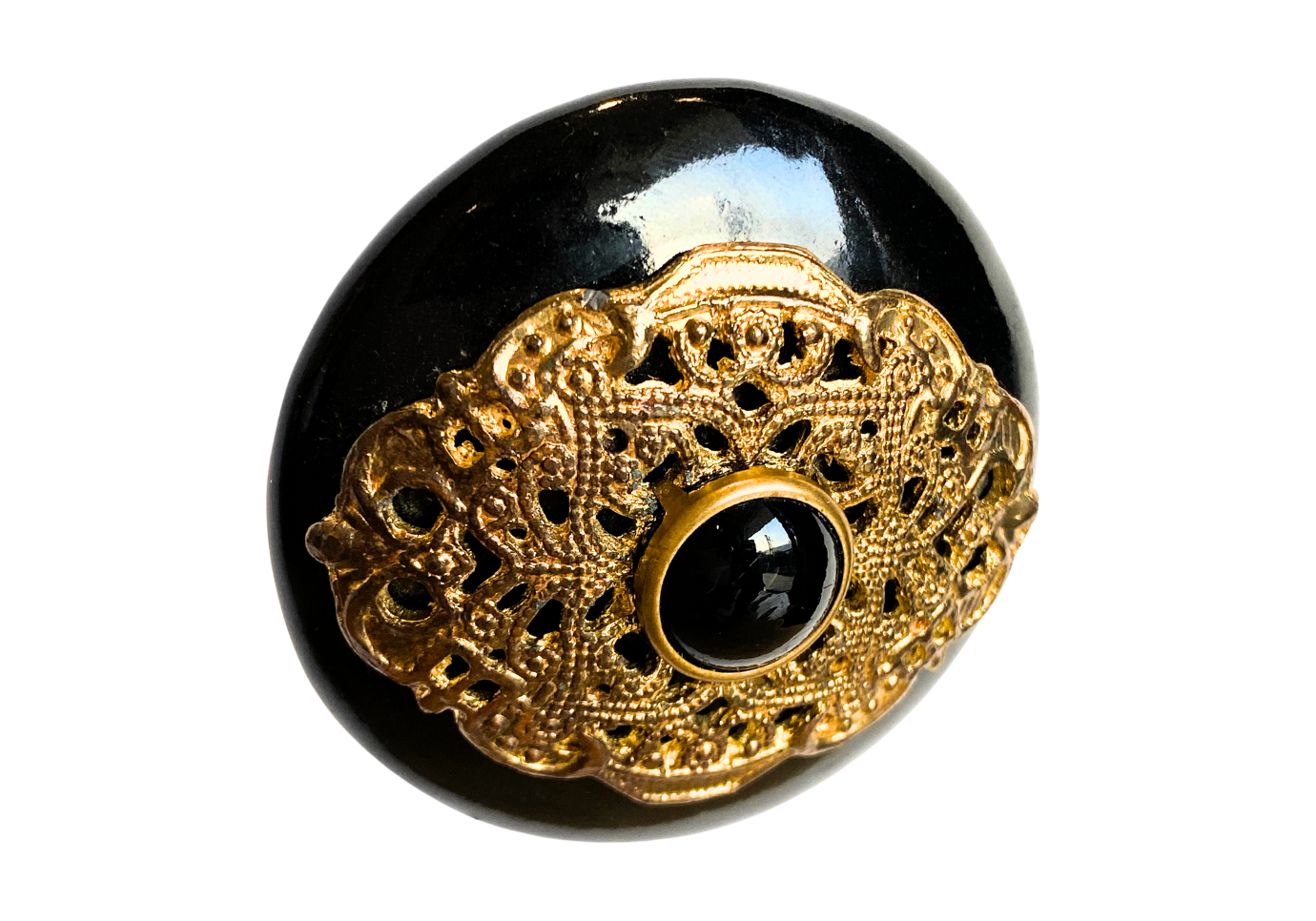 Jaladera Mediana Circular Negra con Dorado