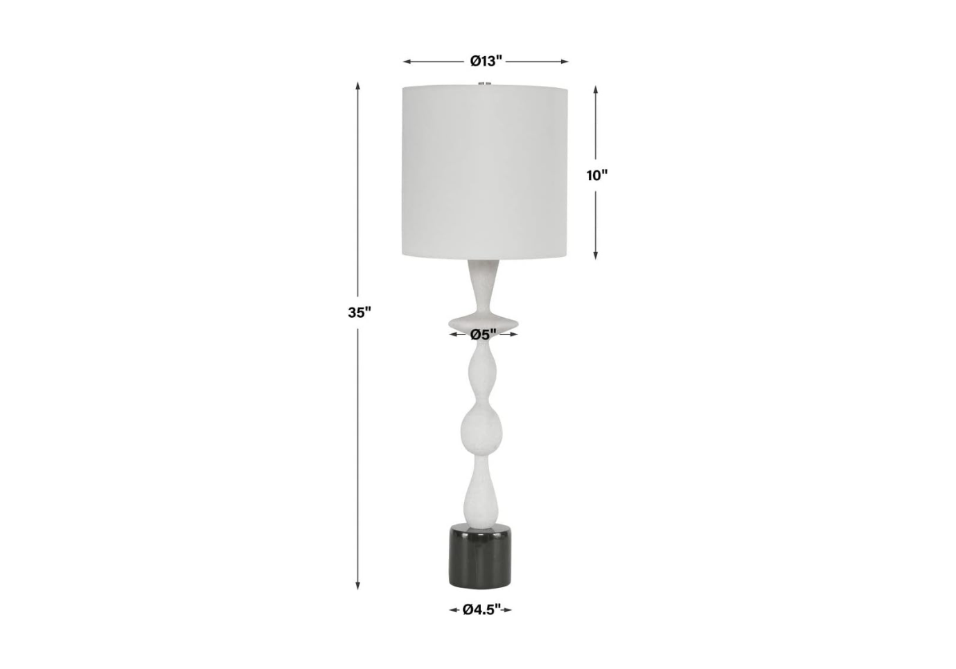 Lámpara de Marmolina con Óvalos y Base de Mármol Negro