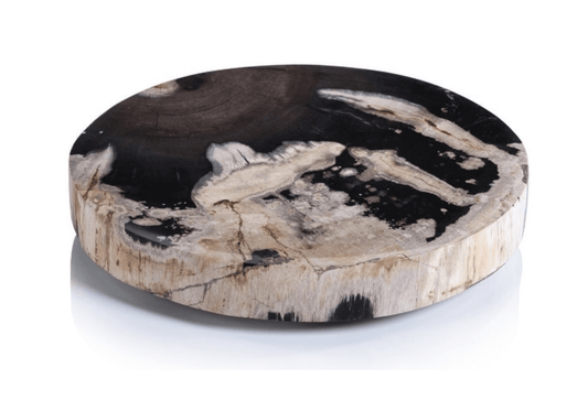 Florenza Tabla Redonda de Quesos en Madera Petrificada Pulida