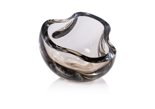 Bowl Ondulado de Cristal Gris Taupe