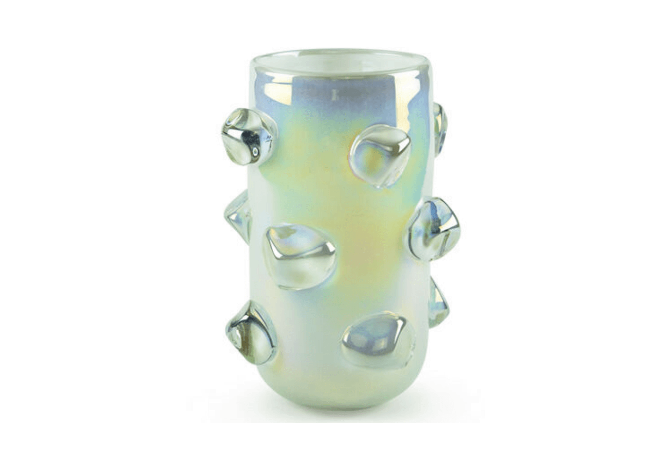 Florero Redondo de Cristal Tornasol ó Blanco con Relieve