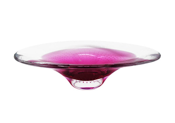 Centro Oval de Cristal Murano Burbujas Rosa