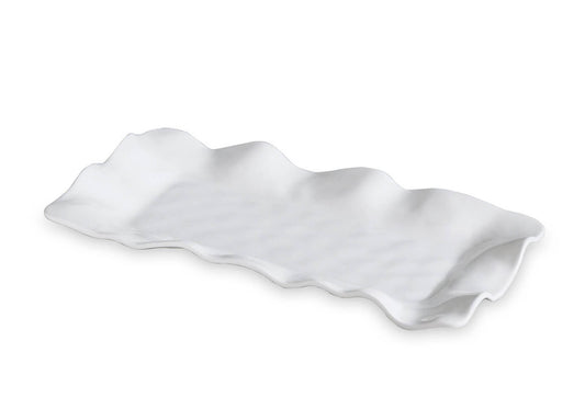 Plato Rectangular Melamina Blanco Borde Ondulado