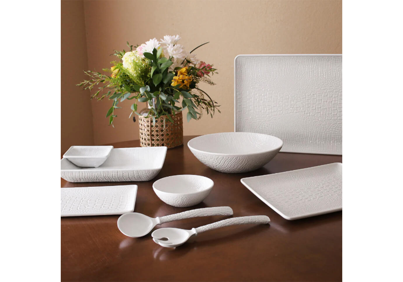 Par Cubiertos/Ensalada De Melamina Con Textura