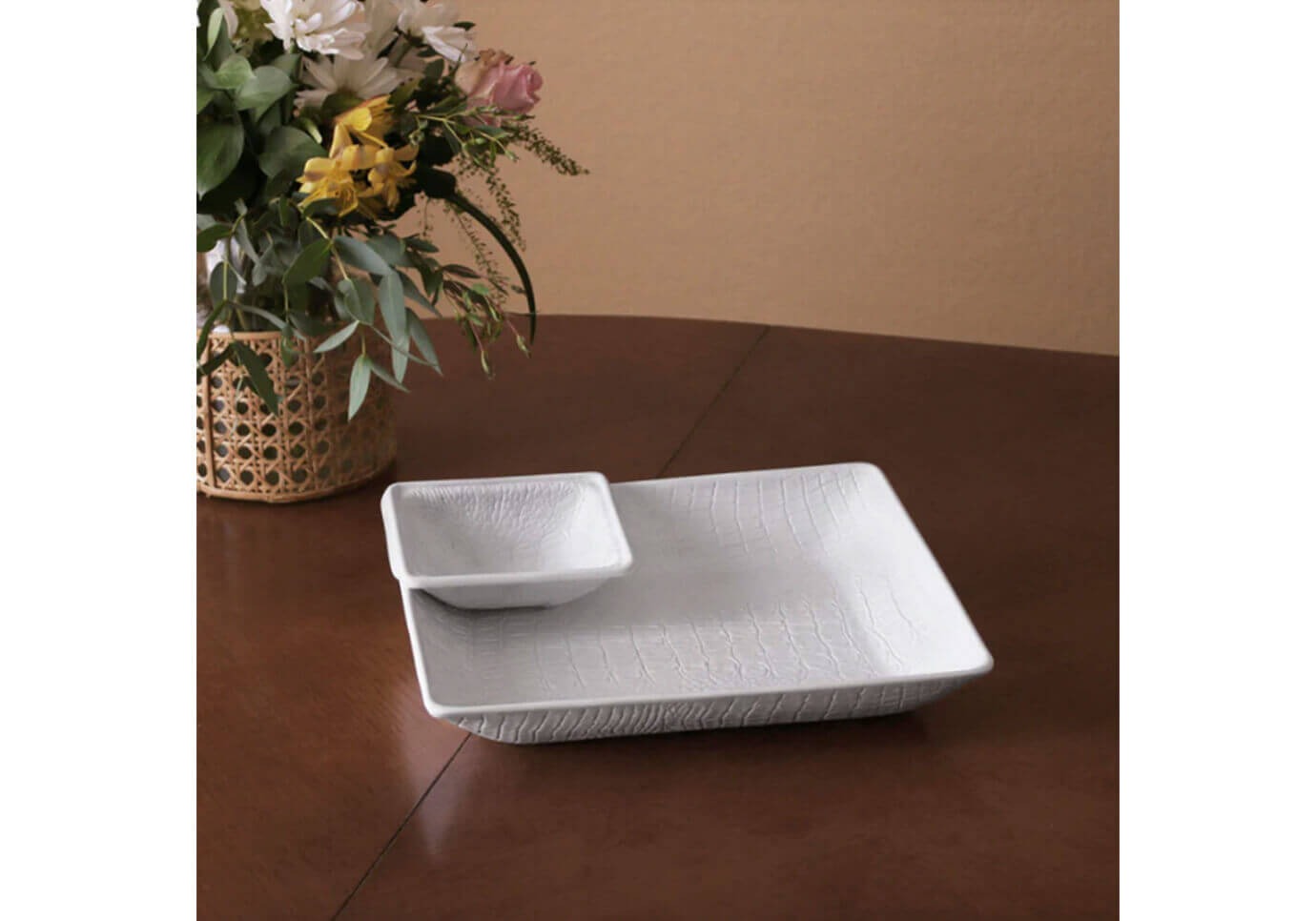 Botanero c/dip Rectangular Melamina con Textura