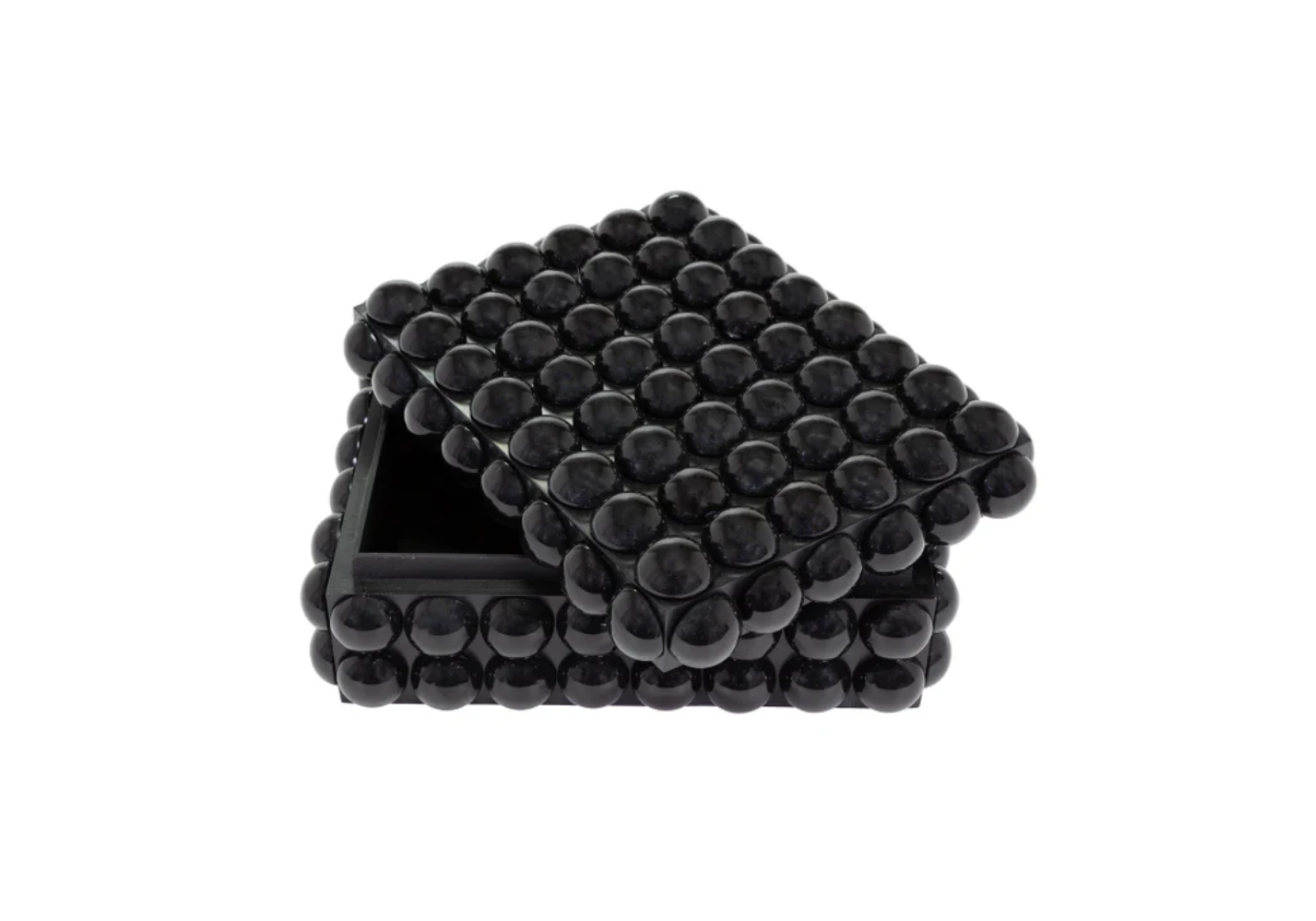 Caja Rectangular de resina negra con bolas