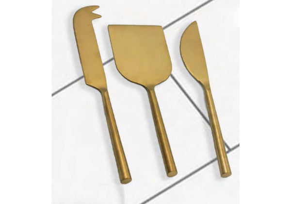 Cuchillos para Quesos Acero Dorado - Set de 3