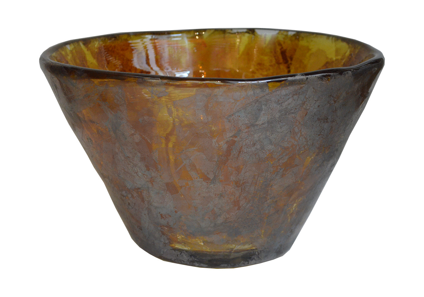 Florero Cristal Hindú Amarillo/Café Ancho