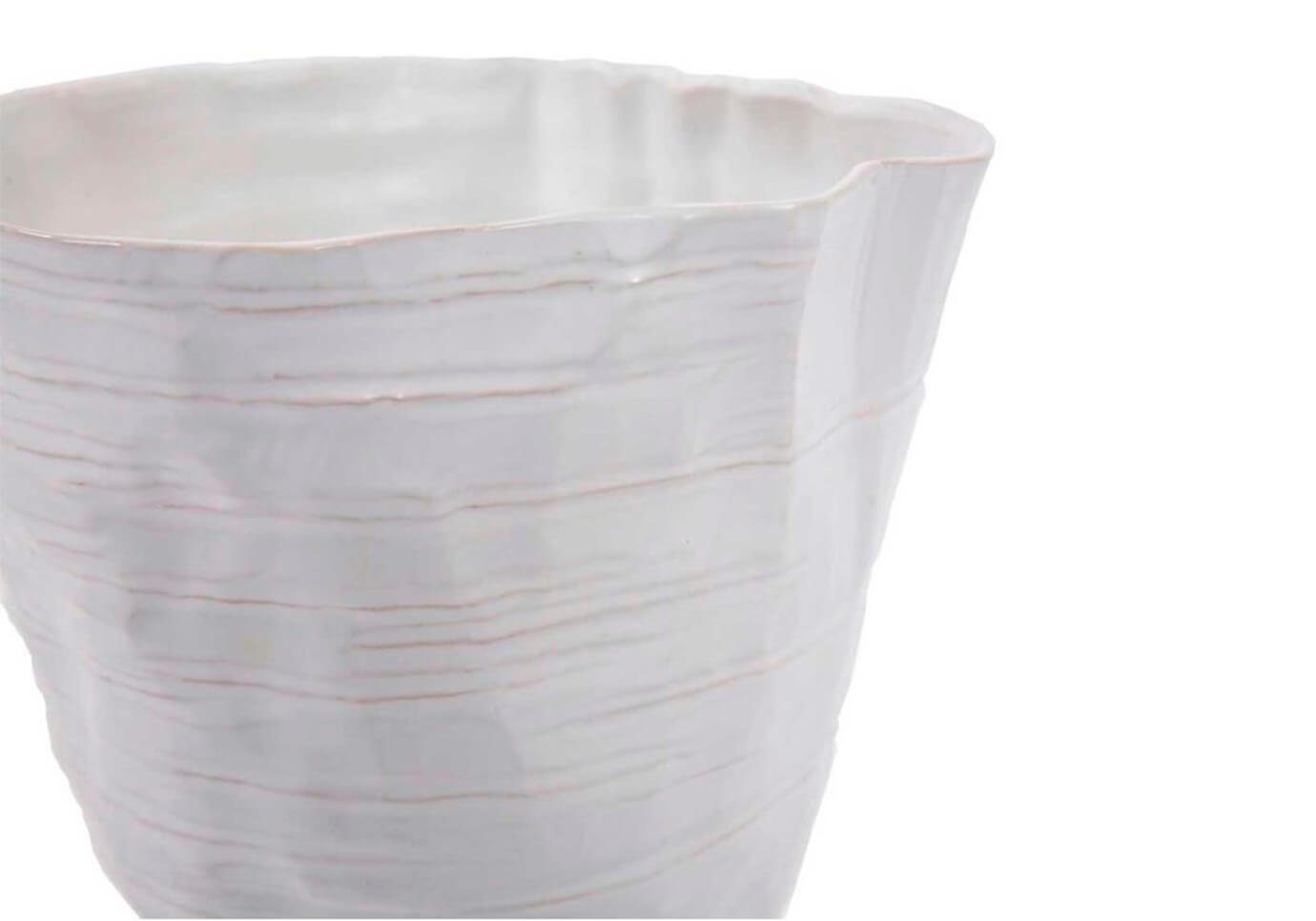 Florero Cerámica Onda Acampanado Blanco