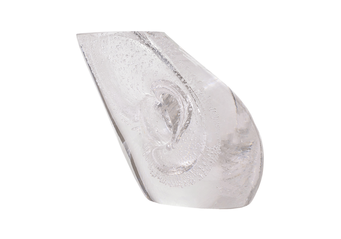 Florero de Cristal Transparente Inclinado con Burbujas