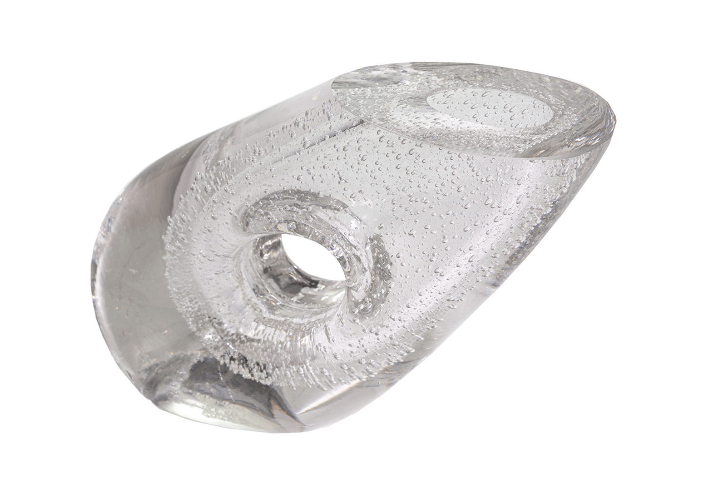 Florero de Cristal Transparente Inclinado con Burbujas