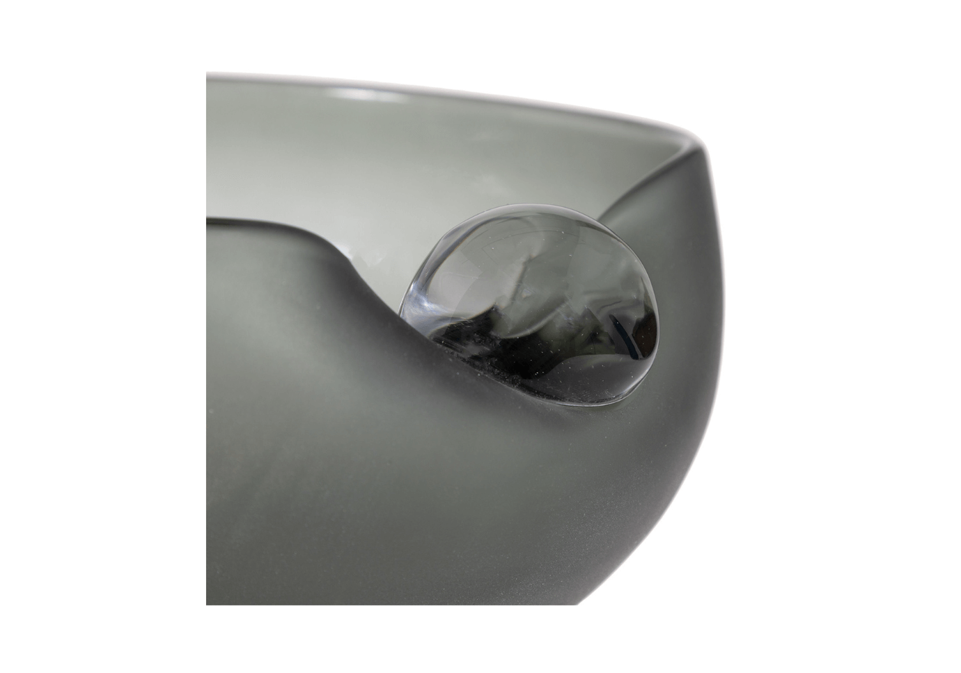 Centro de Vidrio Ovalado Gris con Esfera Transparente en Boca
