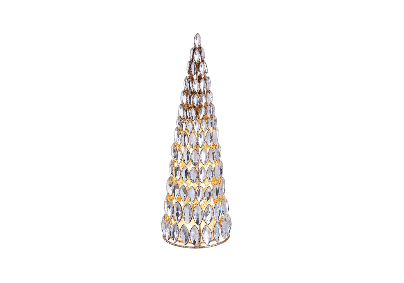 Pino de Cristal Plateado con Luz